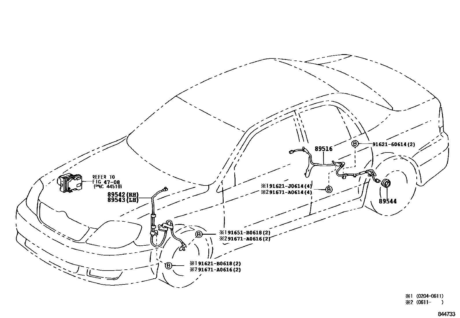 Toyota COROLLA ABS 和 VSC EPC diagram — 844733B