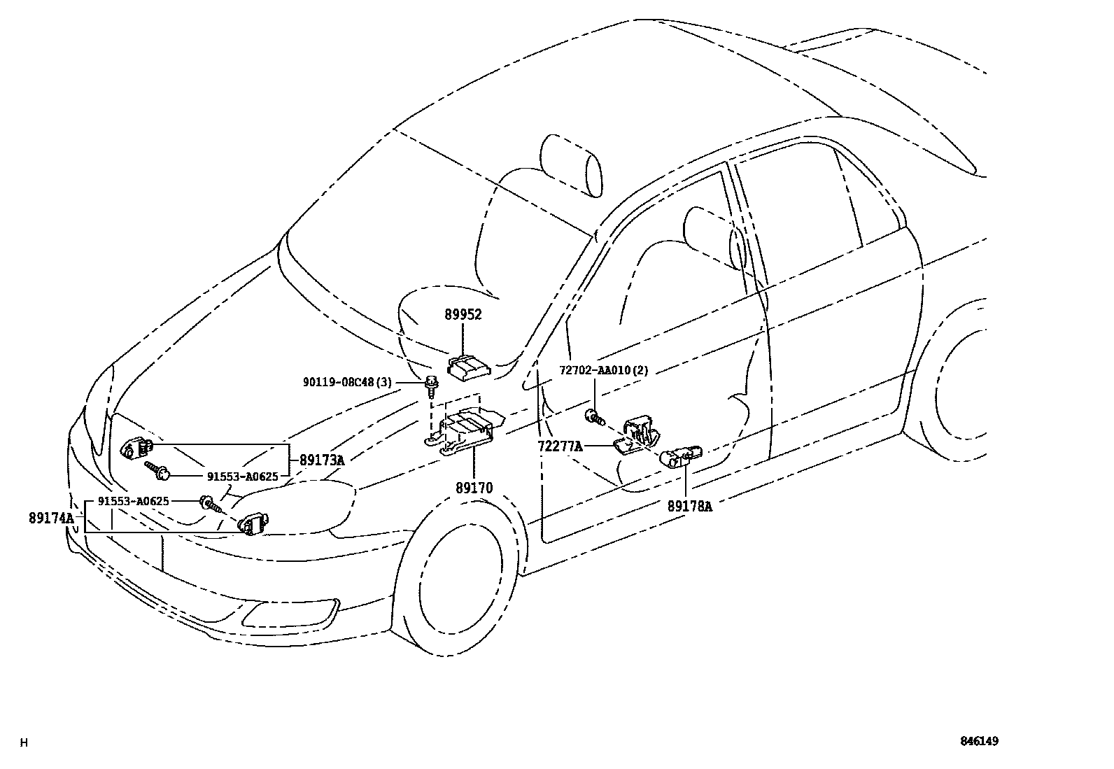 Toyota COROLLA 空气囊 EPC diagram — 846149