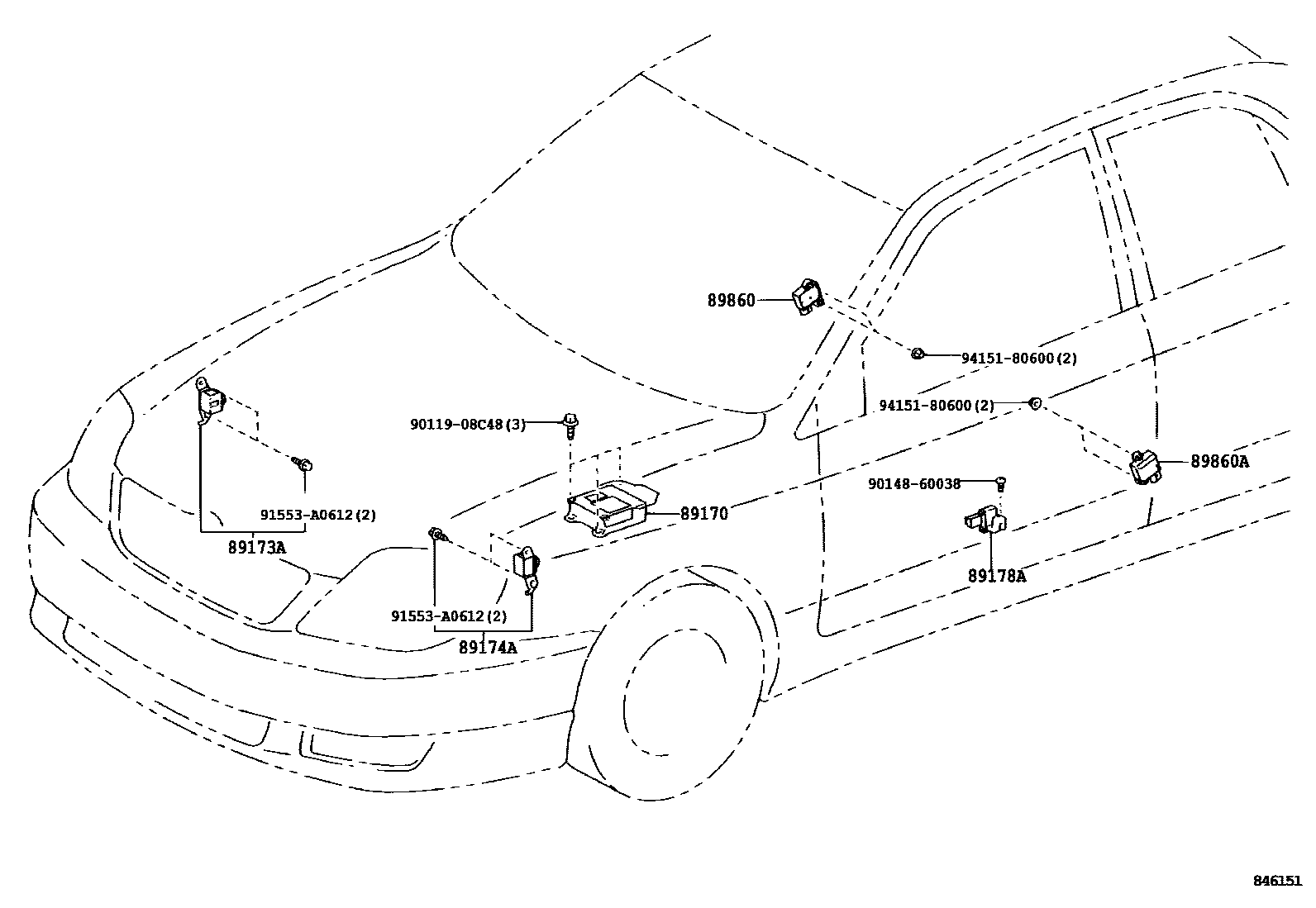 Toyota COROLLA 空气囊 EPC diagram — 846151