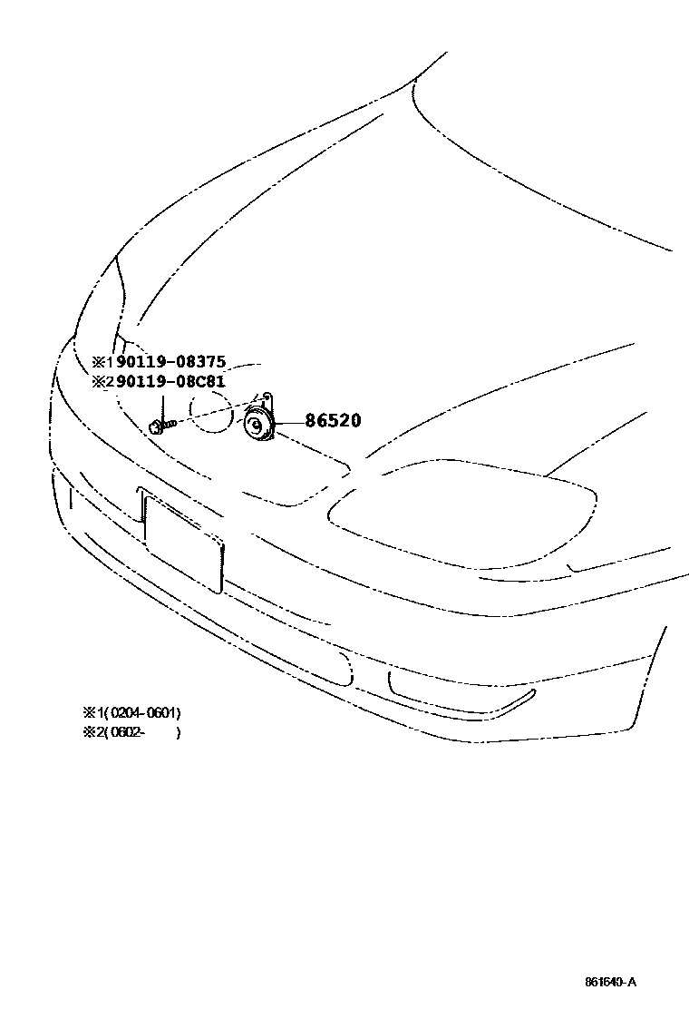 Toyota COROLLA 喇叭 EPC diagram — 861640A