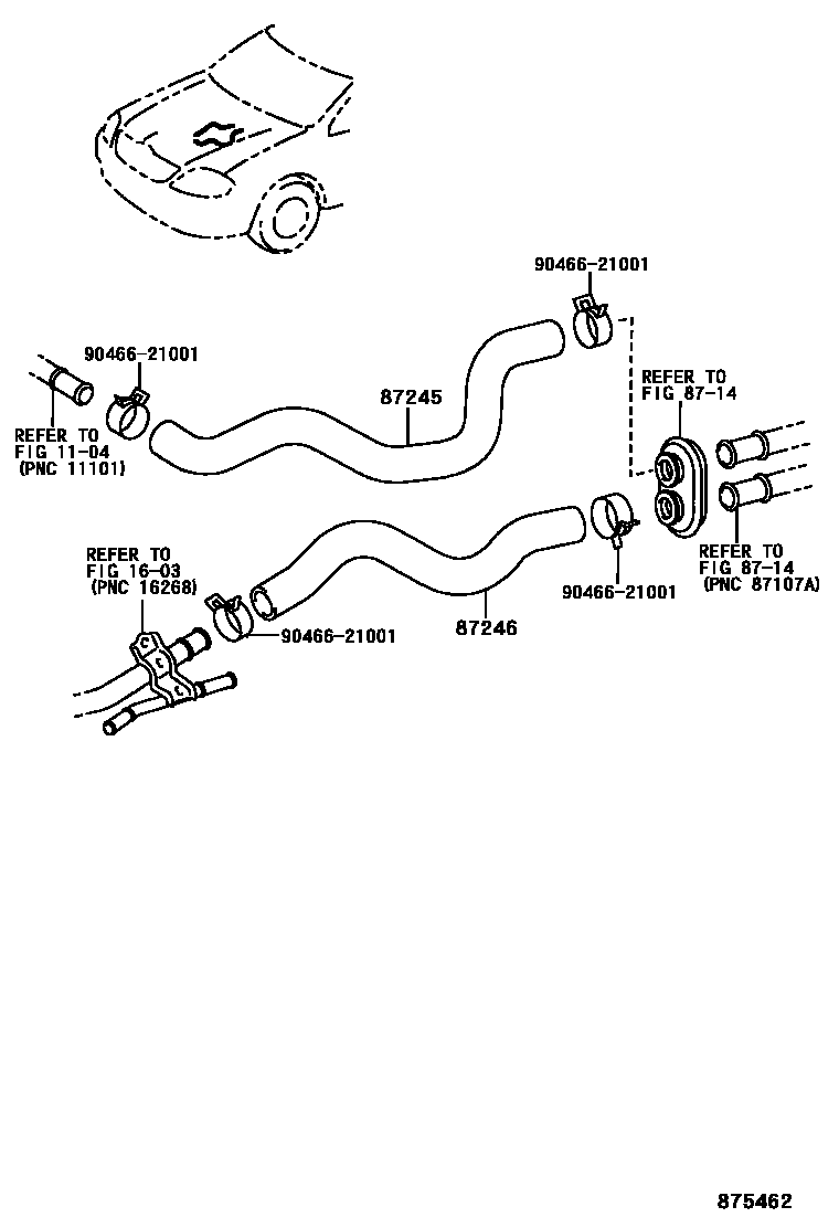 Toyota COROLLA 暖风和空调系统 - 水管 EPC diagram — 875462