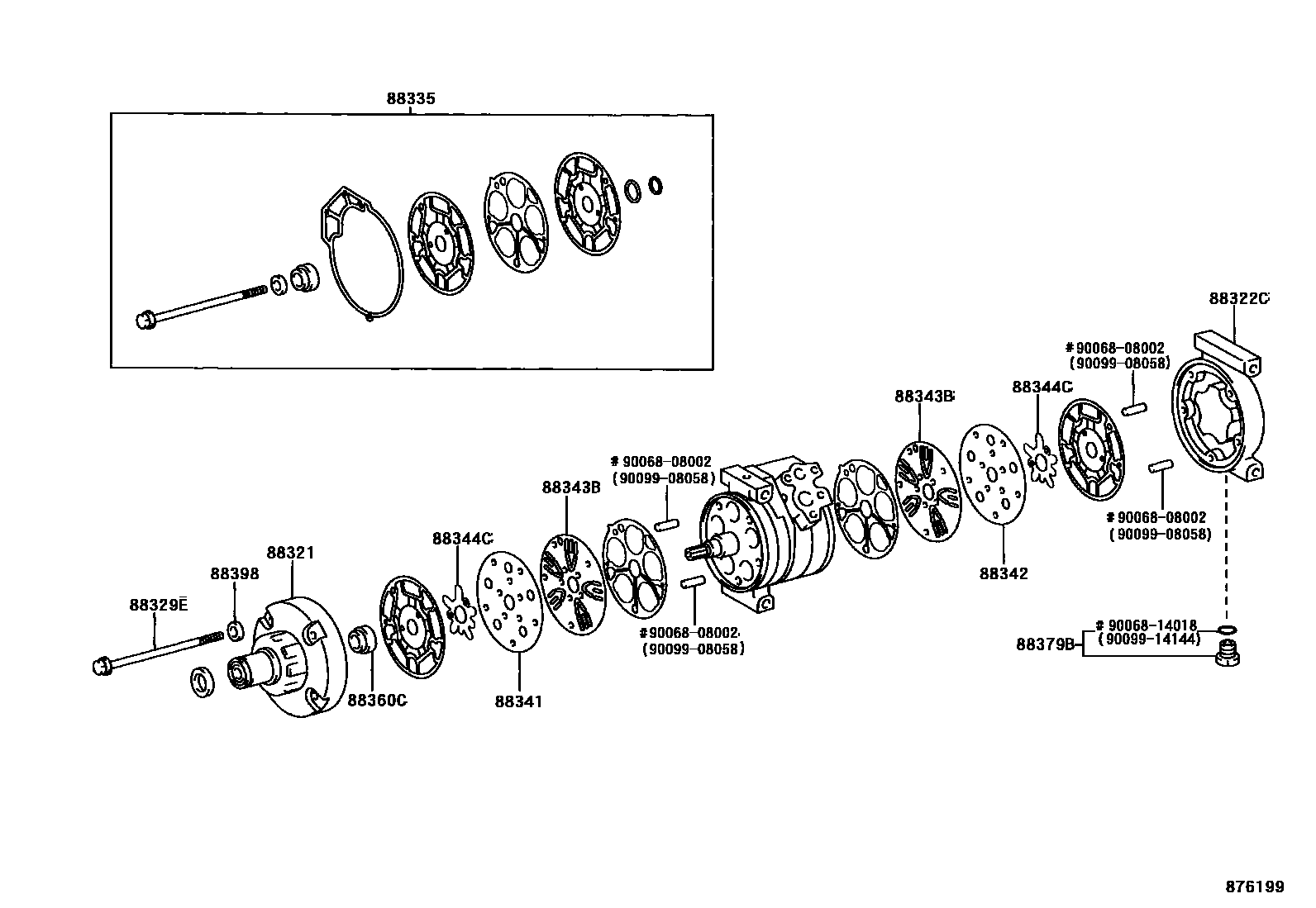 Toyota COROLLA Heating & Air Conditioning - Compressor EPC diagram — 876199