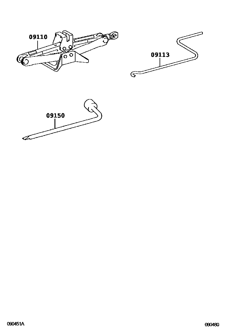 Toyota COROLLA Standard Tools EPC diagram — 090480