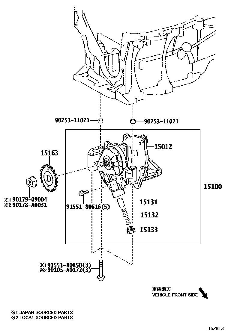Toyota COROLLA Engine Oil Pump EPC diagram — 152813