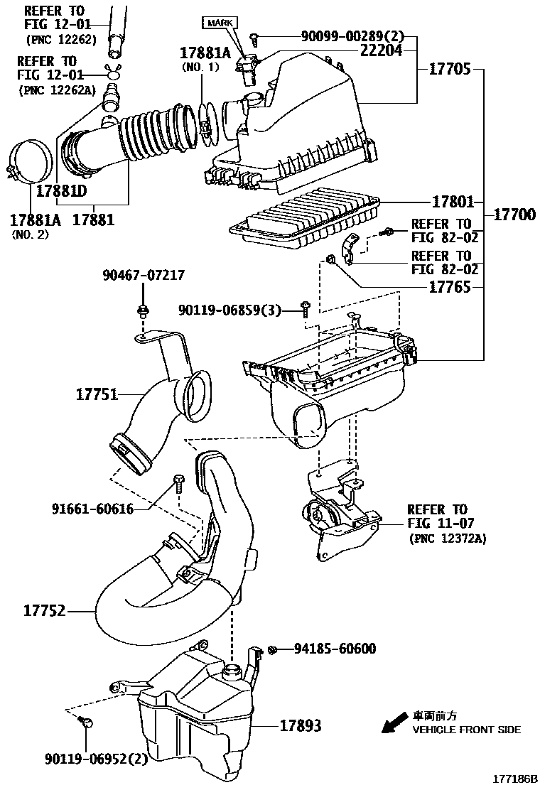 Toyota COROLLA Air Cleaner EPC diagram — 177186B