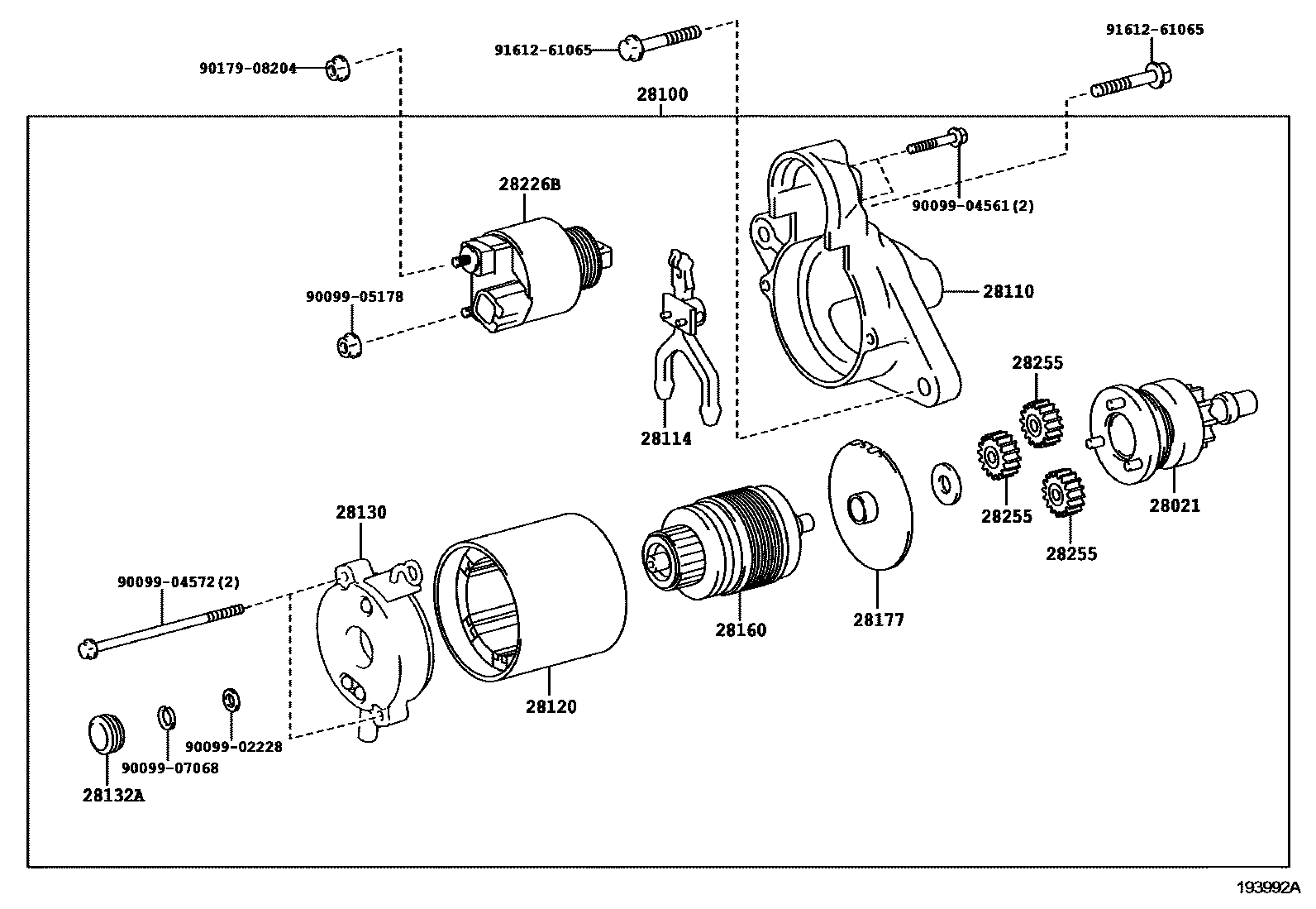 Toyota COROLLA 起动机 EPC diagram — 193992A