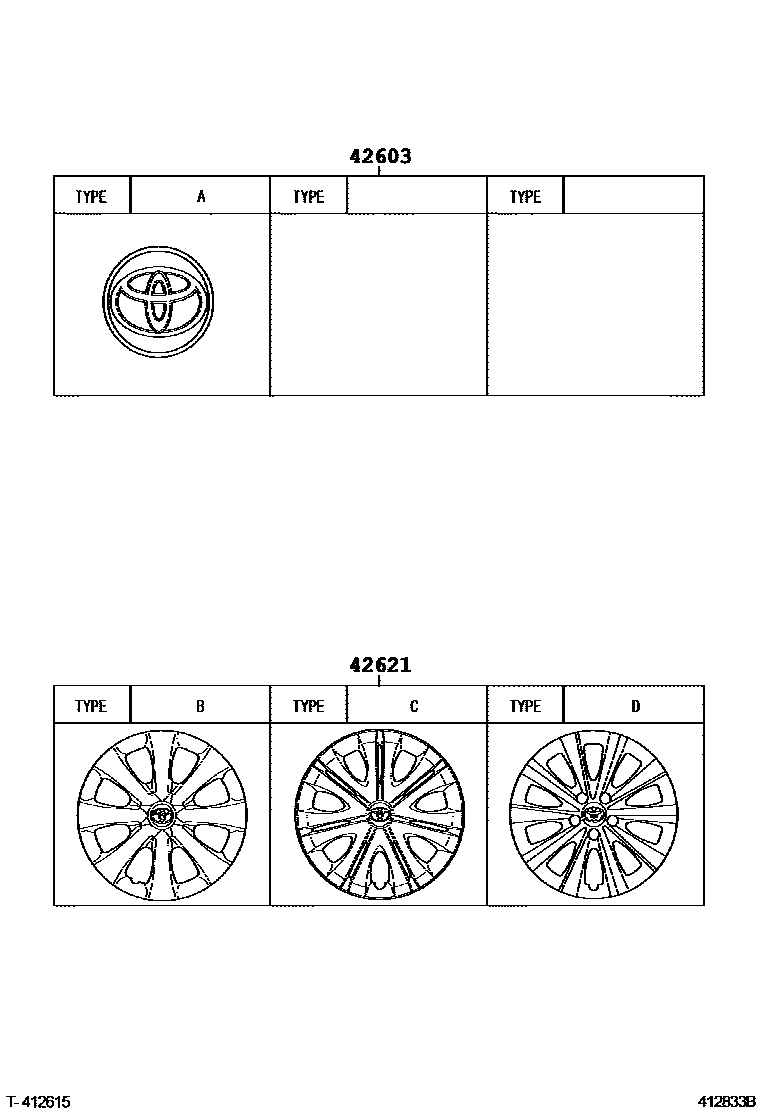 Toyota COROLLA 车轮和车轮盖 EPC diagram — 412833B