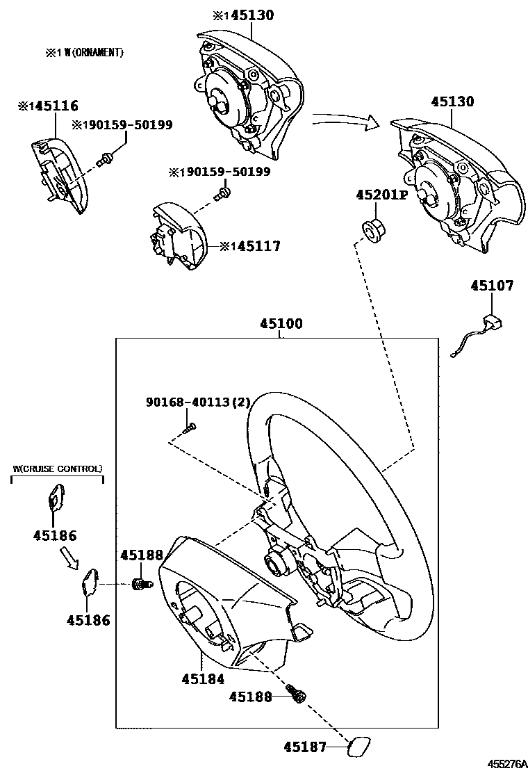 Toyota COROLLA Steering Wheel EPC diagram — 455276A