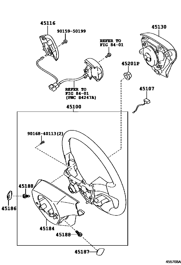 Toyota COROLLA Steering Wheel EPC diagram — 455768A
