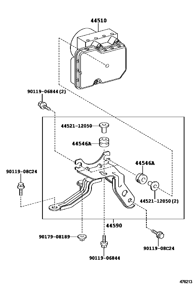 Toyota COROLLA 制动配管和卡箍 EPC diagram — 476213