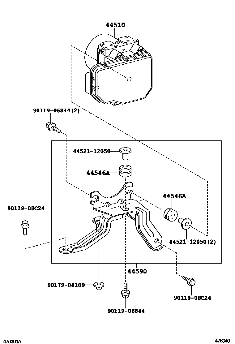 Toyota COROLLA 制动配管和卡箍 EPC diagram — 476340