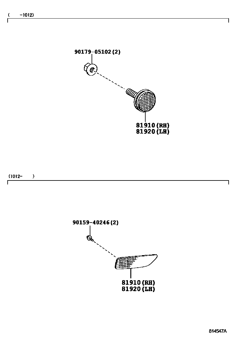 Toyota COROLLA reflector EPC diagram — 814547A