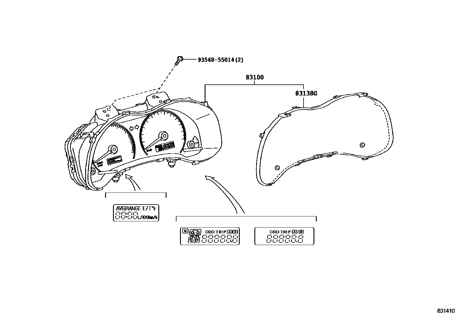 Toyota COROLLA 仪表 EPC diagram — 831410