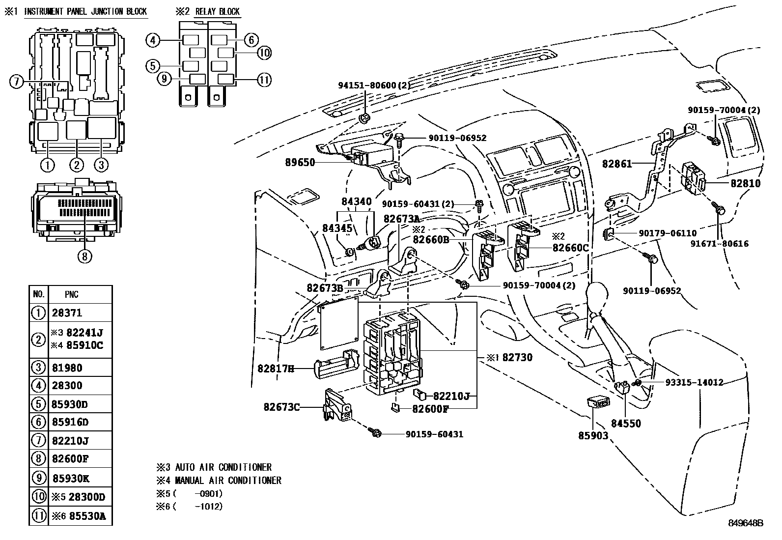 Toyota COROLLA 开关和继电器和ECU EPC diagram — 849648B