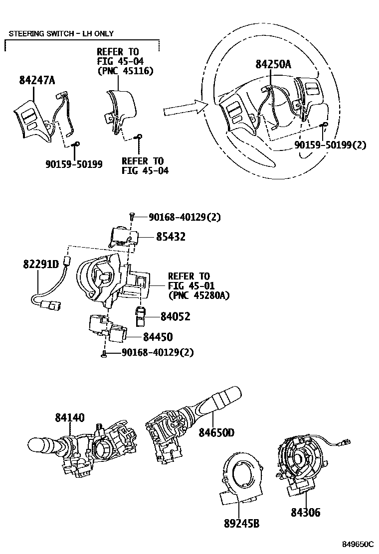 Toyota COROLLA 开关和继电器和ECU EPC diagram — 849650C