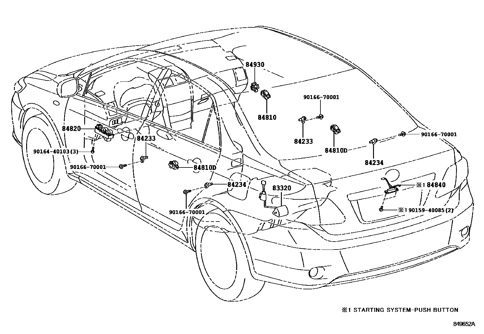 Toyota COROLLA 开关和继电器和ECU EPC diagram — 849652A