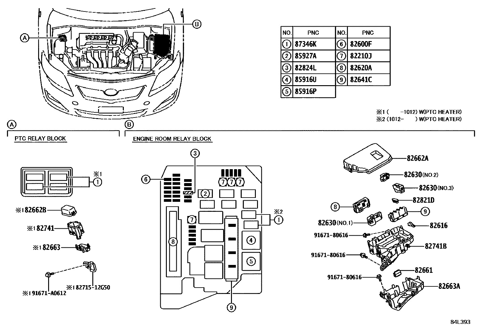 Toyota COROLLA 开关和继电器和ECU EPC diagram — 84L393
