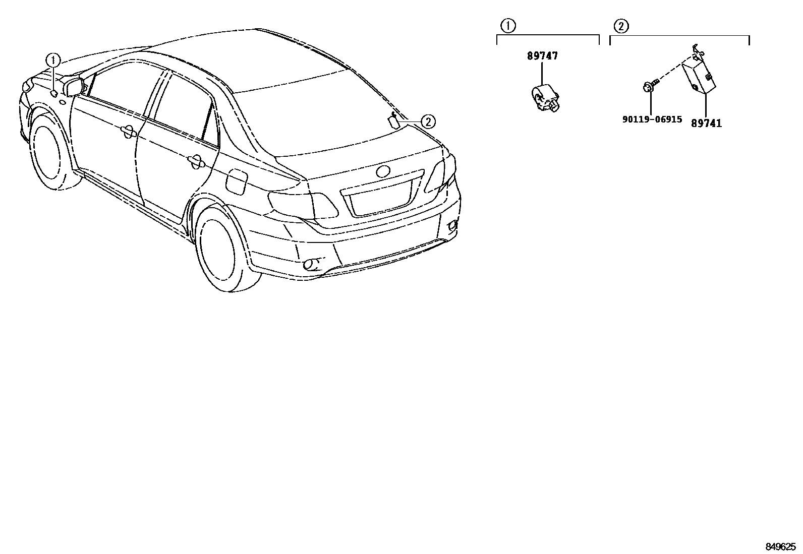 Toyota COROLLA 遥控门锁 EPC diagram — 849625