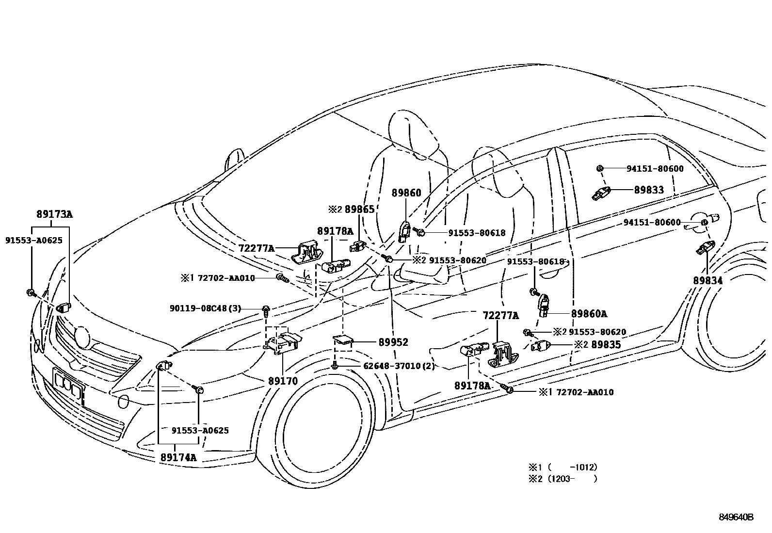 Toyota COROLLA 空气囊 EPC diagram — 849640B