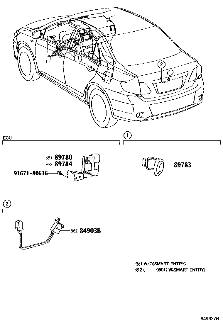 Toyota COROLLA 防盗装置 EPC diagram — 849627B