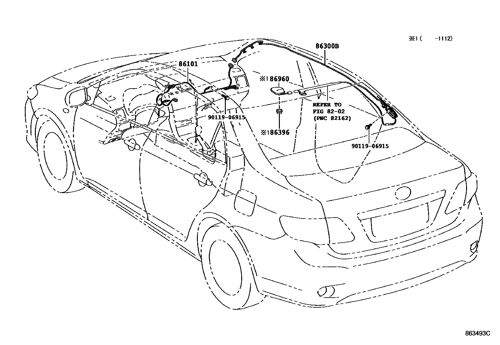 Toyota COROLLA antenna EPC diagram — 863493C