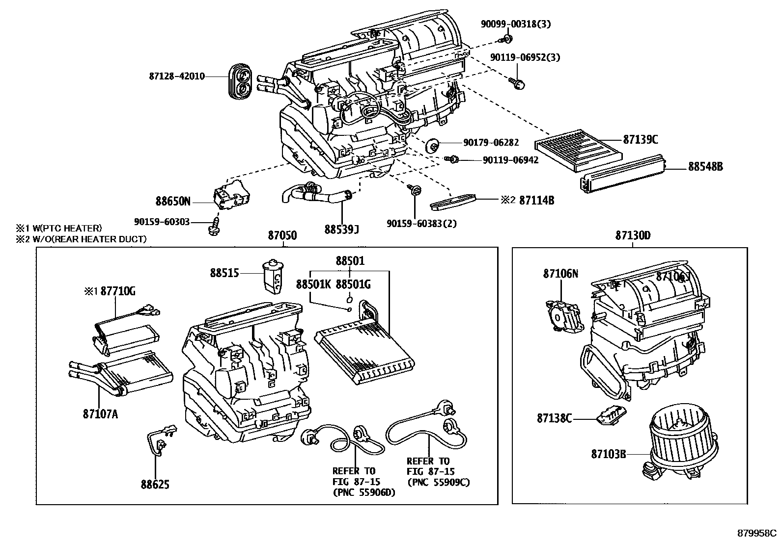 Toyota COROLLA 暖风和空调系统 - 冷却器组件 EPC diagram — 879958C