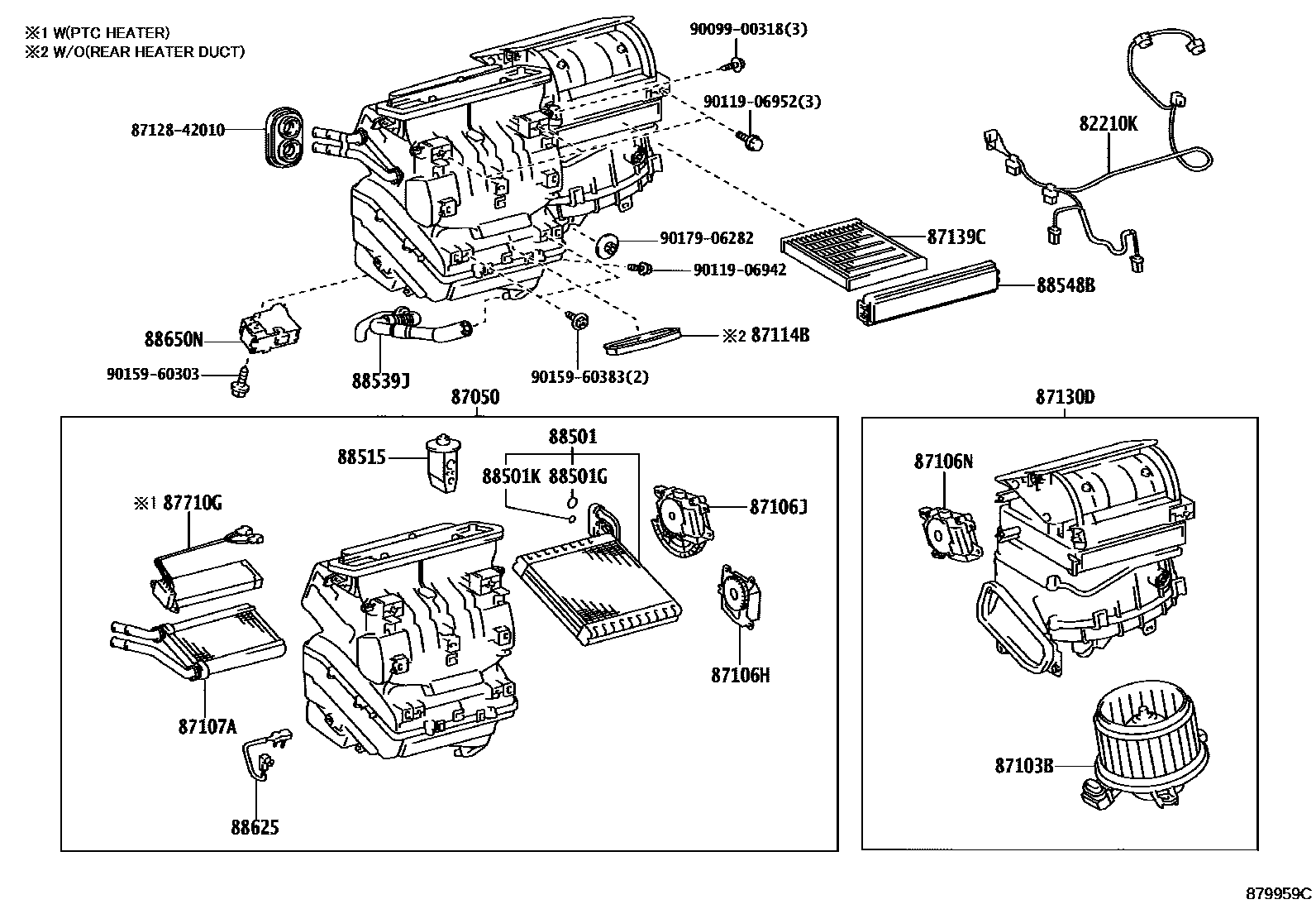 Toyota COROLLA 暖风和空调系统 - 冷却器组件 EPC diagram — 879959C