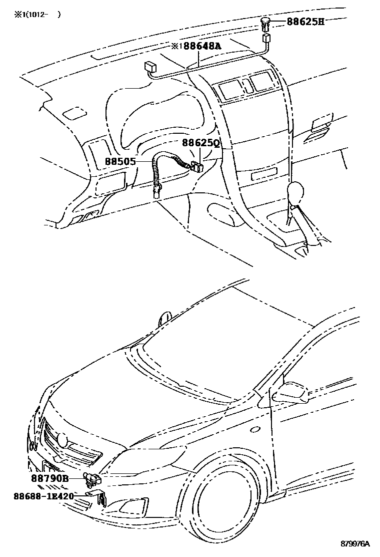 Toyota COROLLA 暖风和空调系统 - 控制器和风管 EPC diagram — 879976A