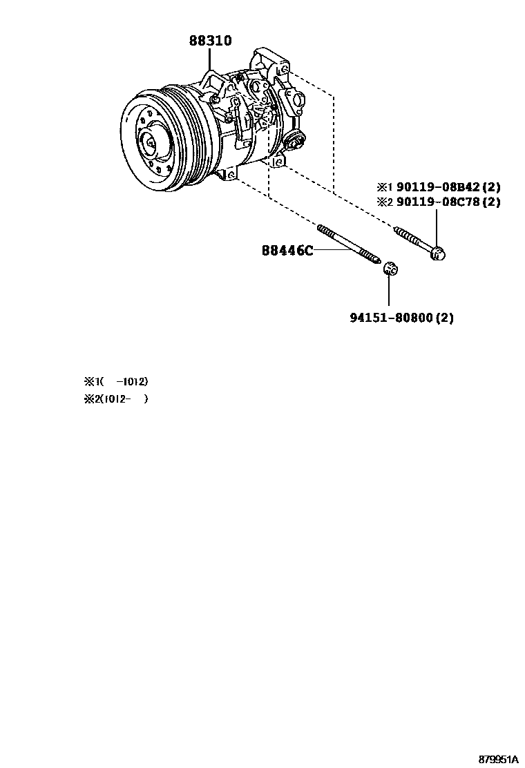 Toyota COROLLA Heating & Air Conditioning - Compressor EPC diagram — 879951A