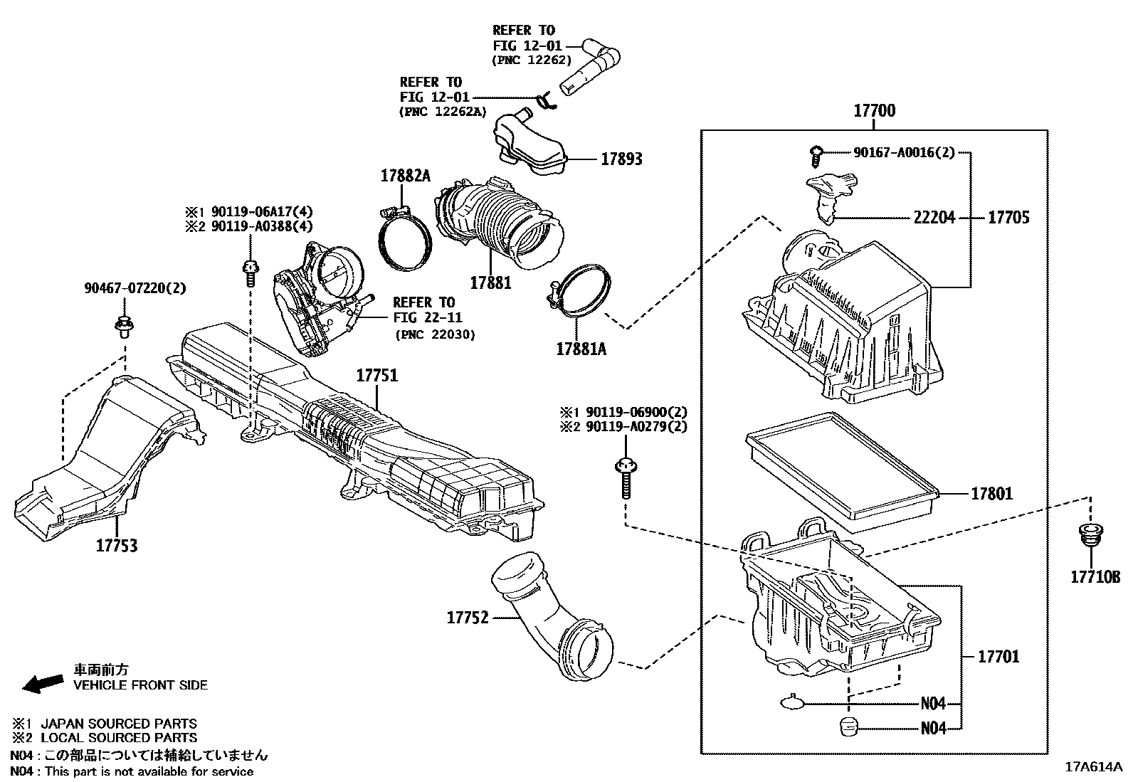 Toyota COROLLA Air Cleaner EPC diagram — 17A614A