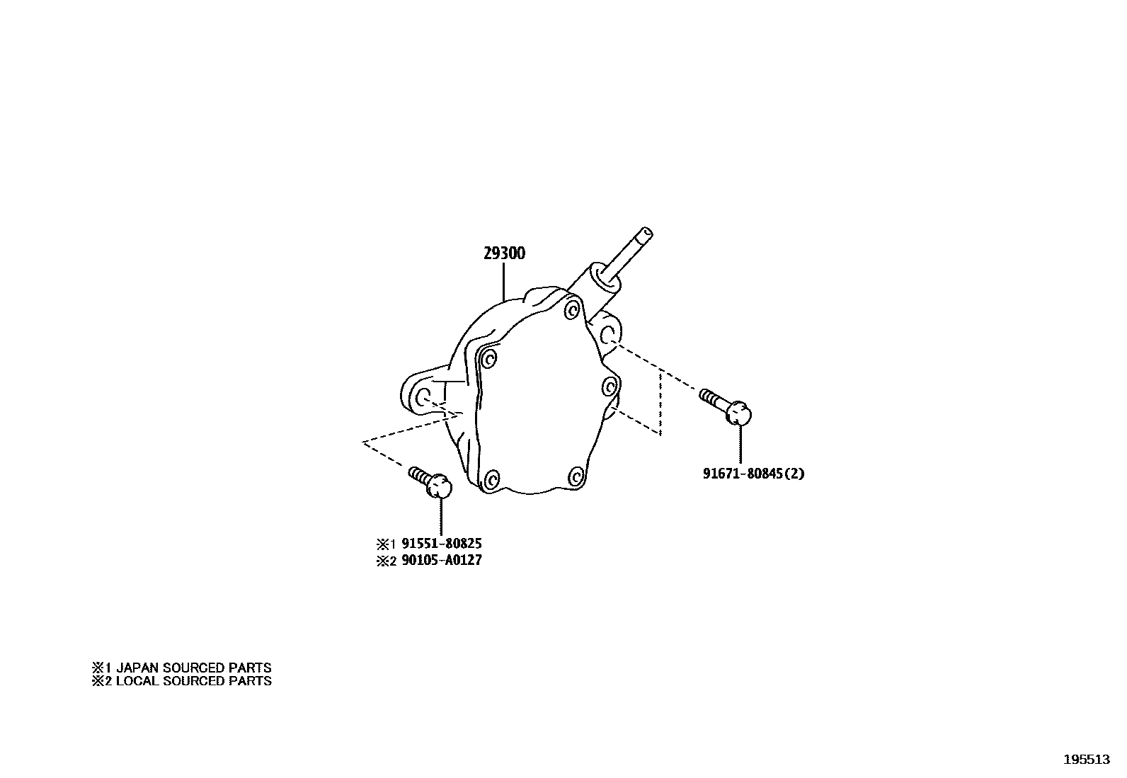 Toyota COROLLA 真空泵 EPC diagram — 195513