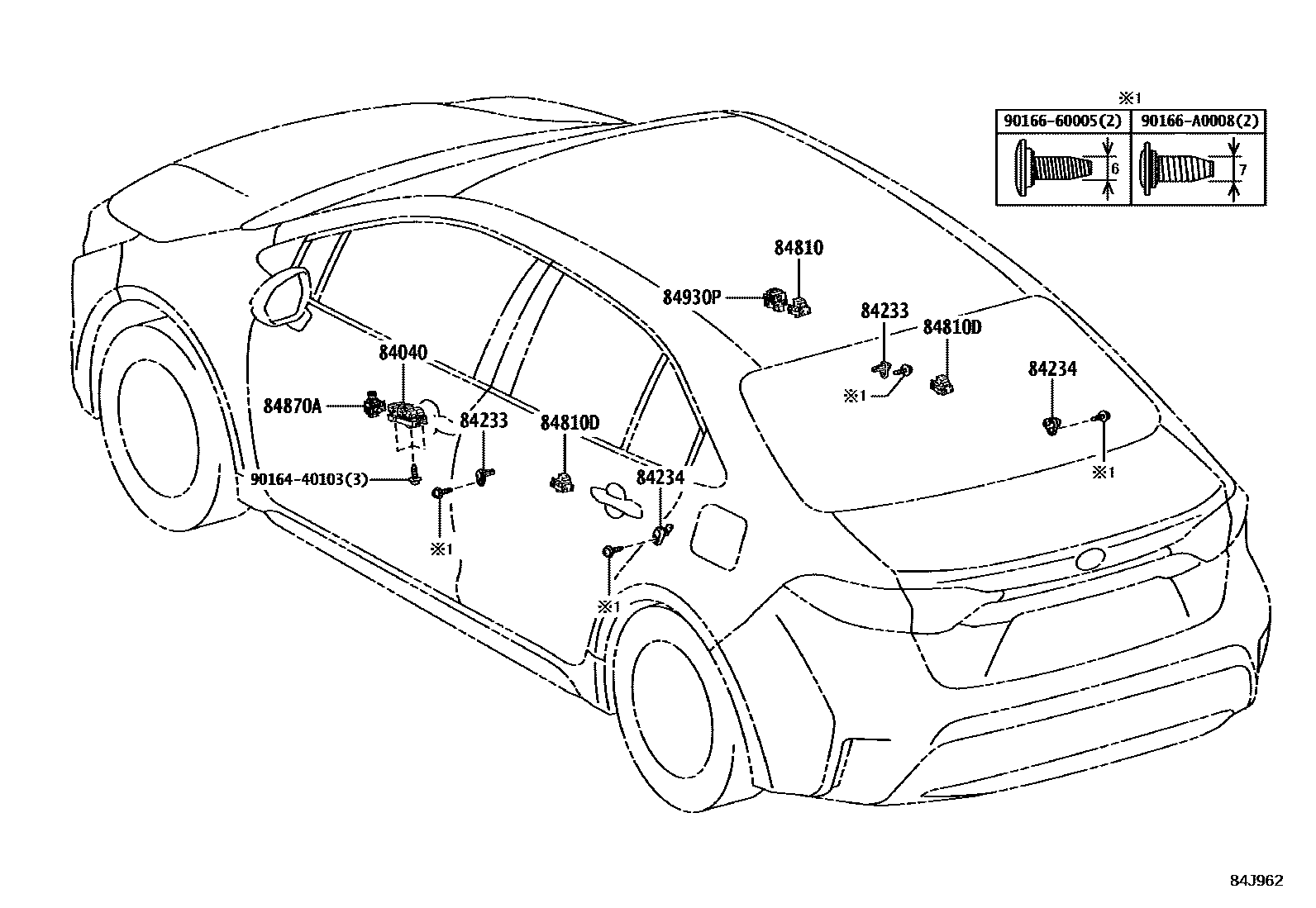Toyota COROLLA 开关和继电器和ECU EPC diagram — 84J962