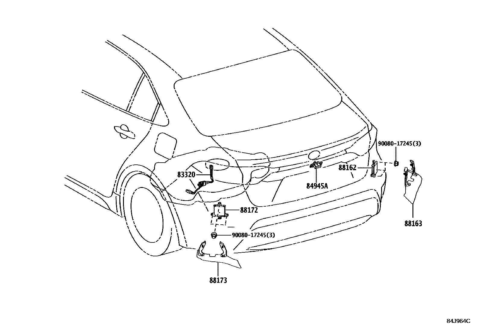 Toyota COROLLA 开关和继电器和ECU EPC diagram — 84J964C