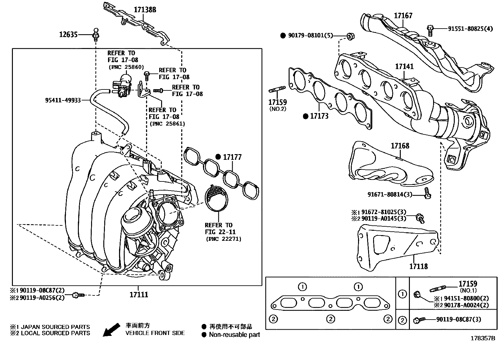 Toyota COROLLA Manifold EPC diagram — 178357B