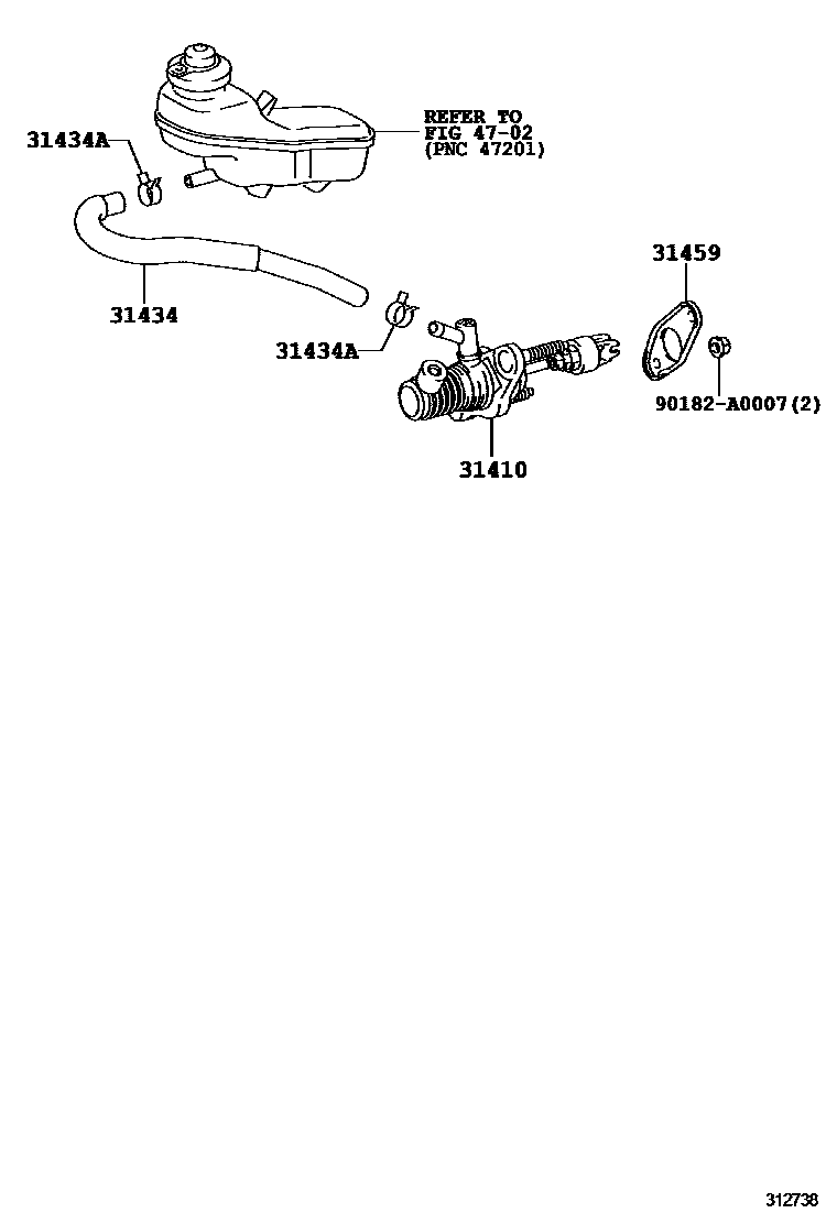 Toyota COROLLA 离合器总泵 EPC diagram — 312738