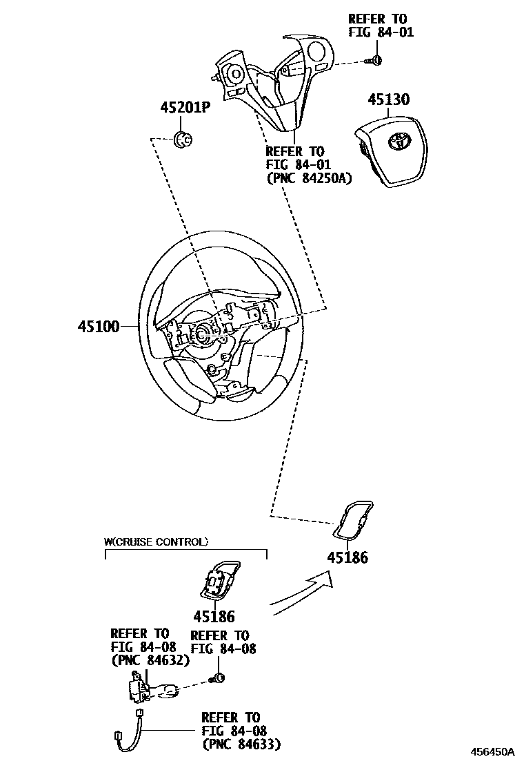 Toyota COROLLA Steering Wheel EPC diagram — 456450A