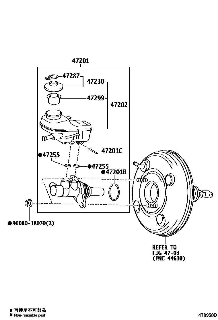 Toyota COROLLA 制动总泵 EPC diagram — 478958D