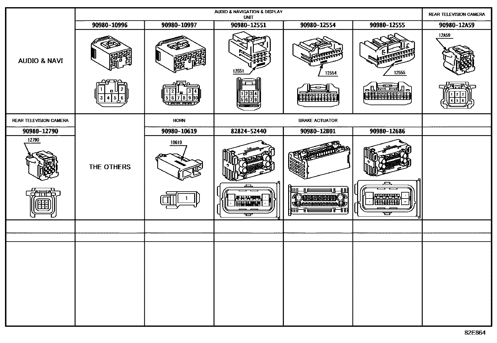 Toyota COROLLA 线束和卡夹 EPC diagram — 82E864