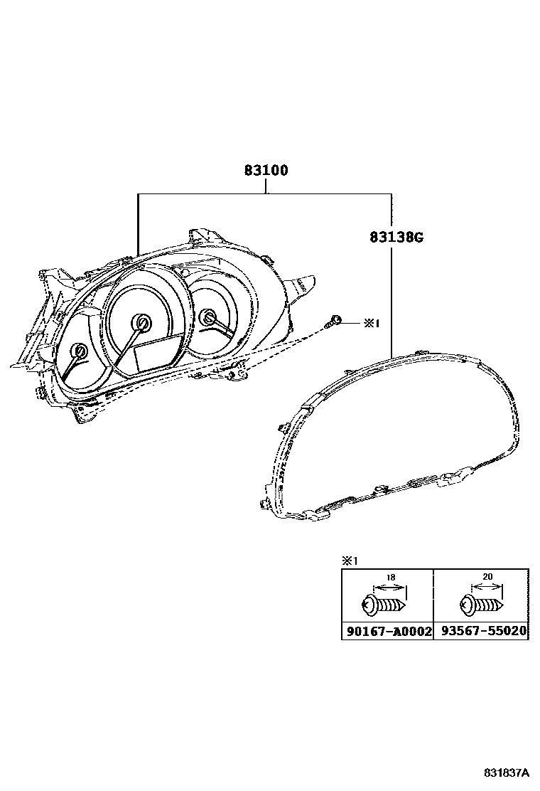 Toyota COROLLA 仪表 EPC diagram — 831837A