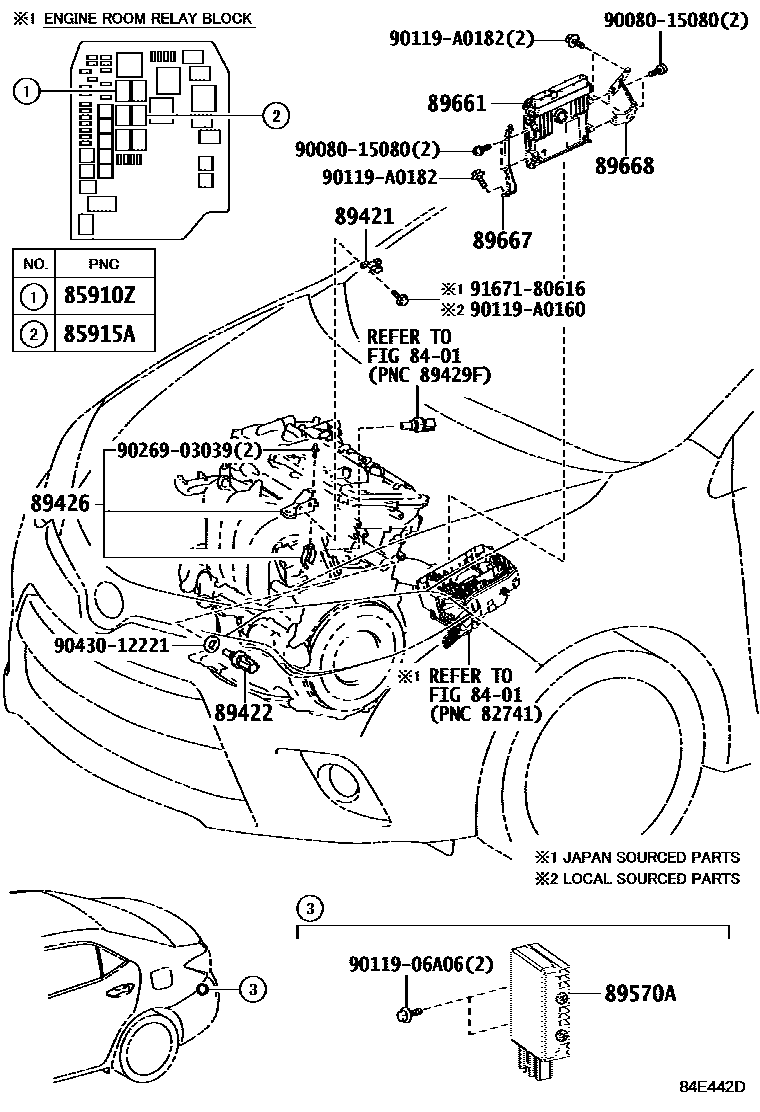 Toyota COROLLA 电子燃油喷射系统 EPC diagram — 84E442D