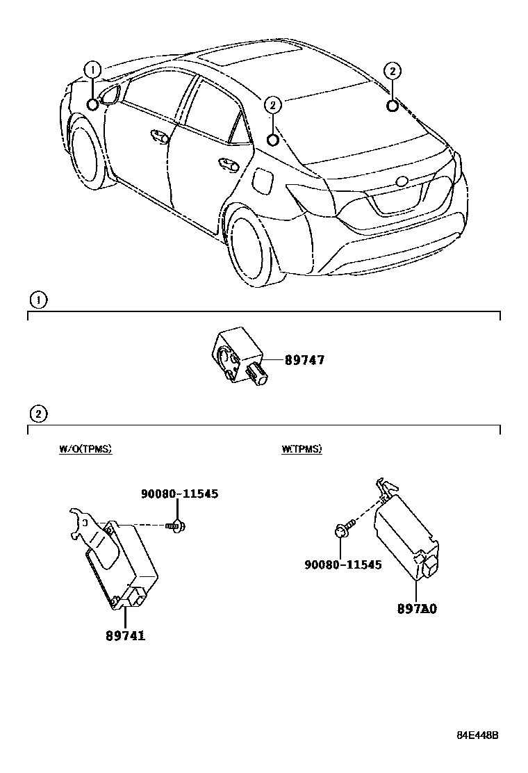 Toyota COROLLA 遥控门锁 EPC diagram — 84E448B