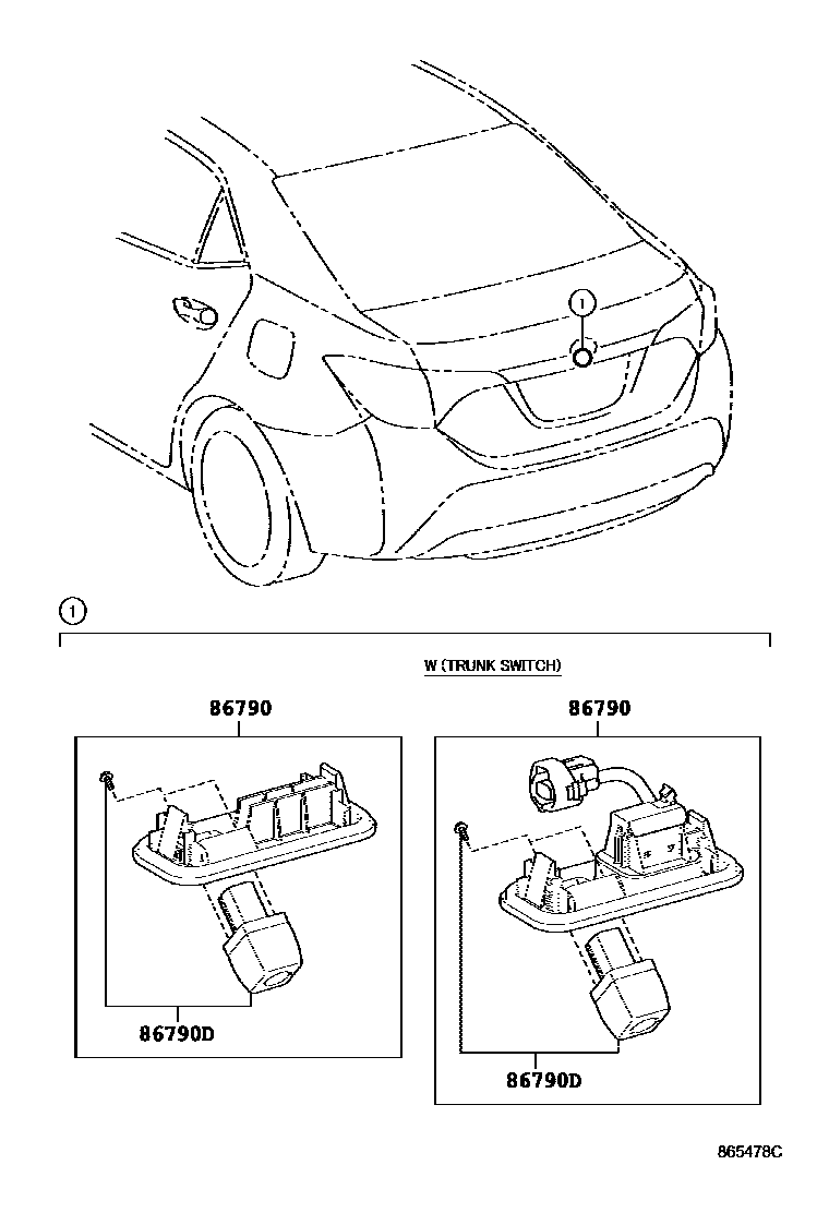 Toyota COROLLA 倒车影像和摄像头 EPC diagram — 865478C