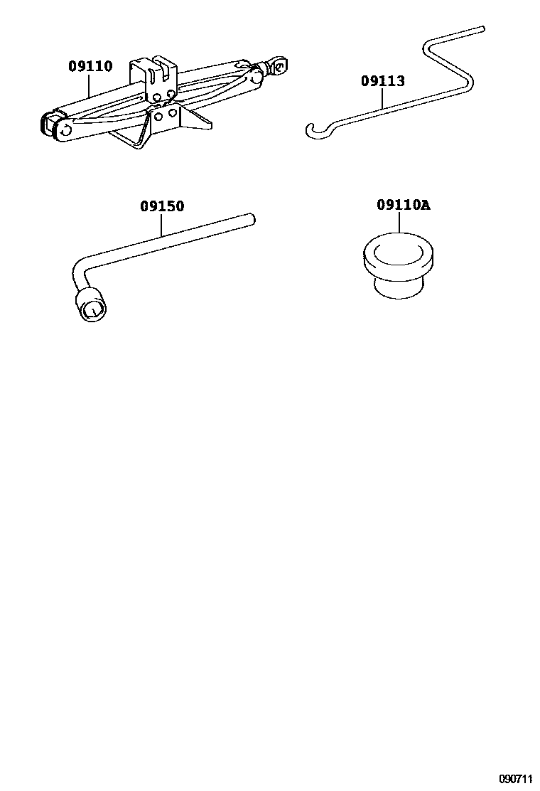 Toyota COROLLA Standard Tools EPC diagram — 090711