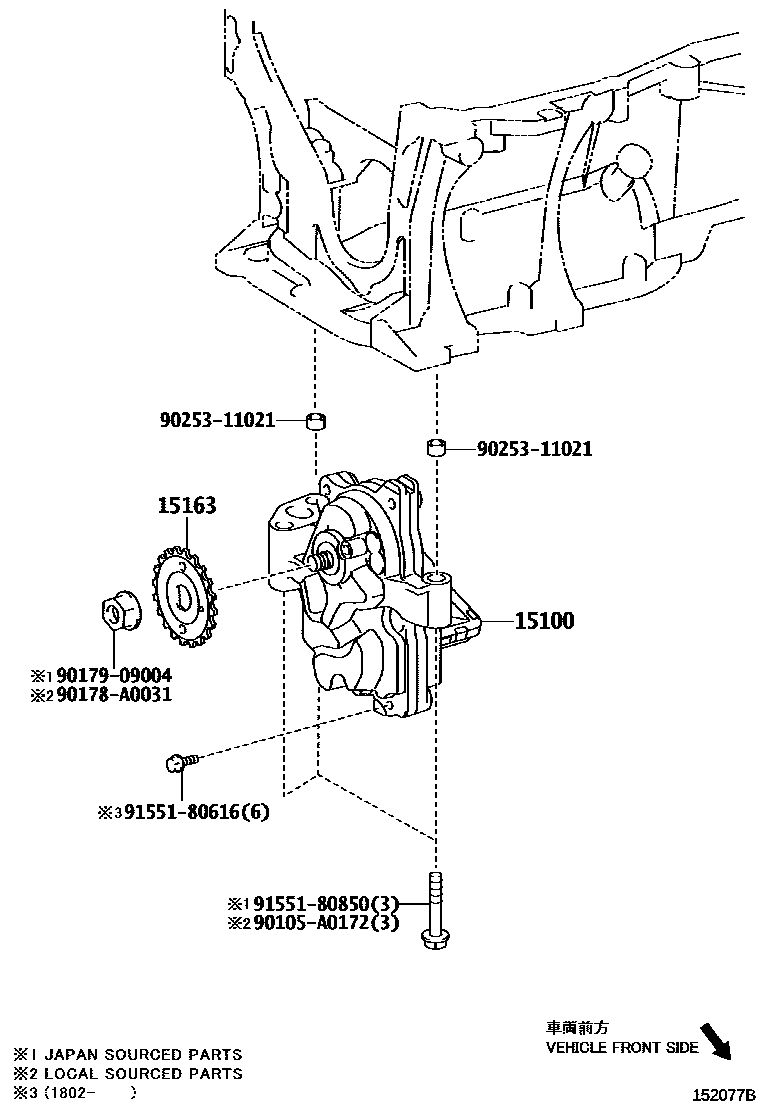 Toyota COROLLA Engine Oil Pump EPC diagram — 152077B