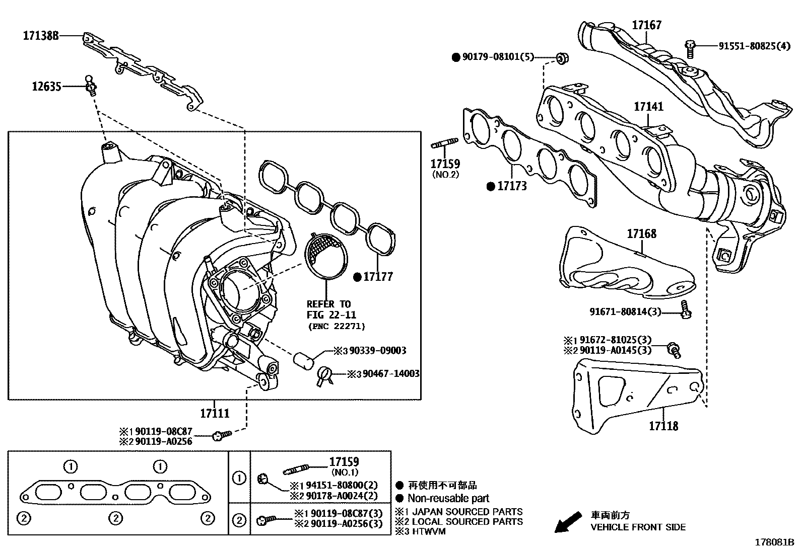 Toyota COROLLA Manifold EPC diagram — 178081B