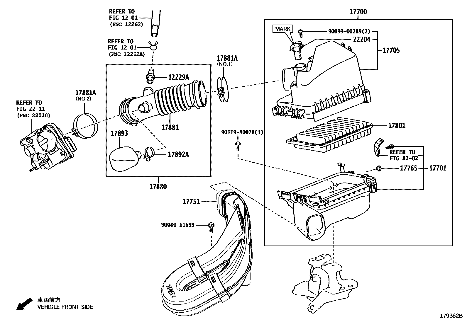 Toyota COROLLA Air Cleaner EPC diagram — 179362B