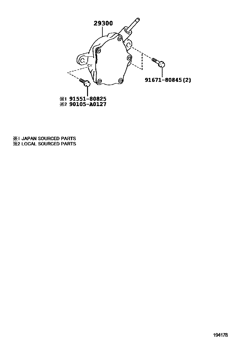 Toyota COROLLA 真空泵 EPC diagram — 194178