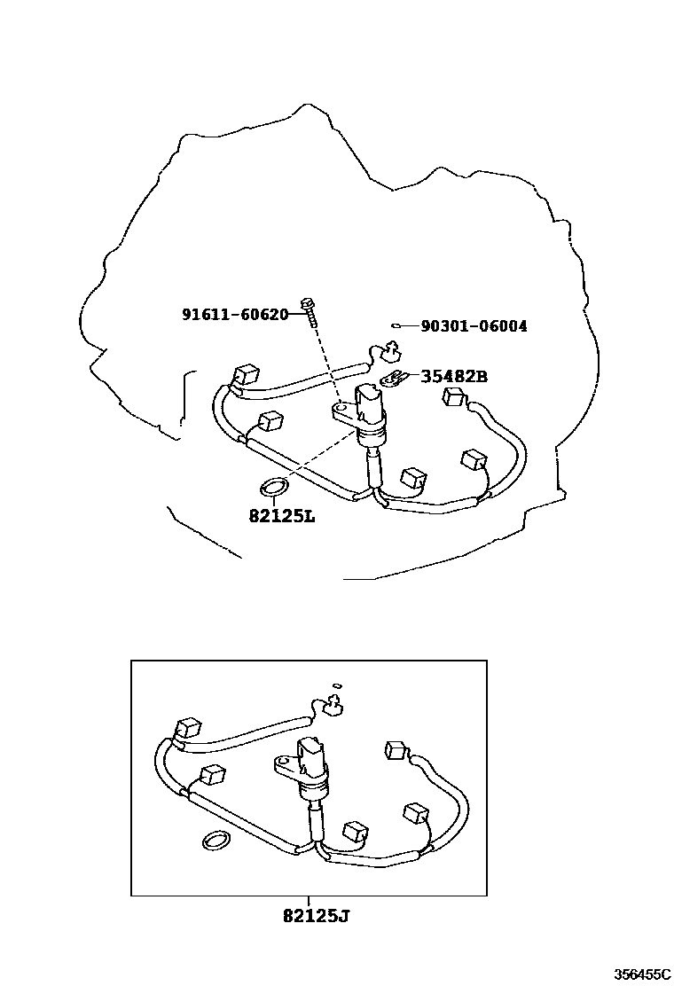 Toyota COROLLA 阀体和滤油网(ATM) EPC diagram — 356455C