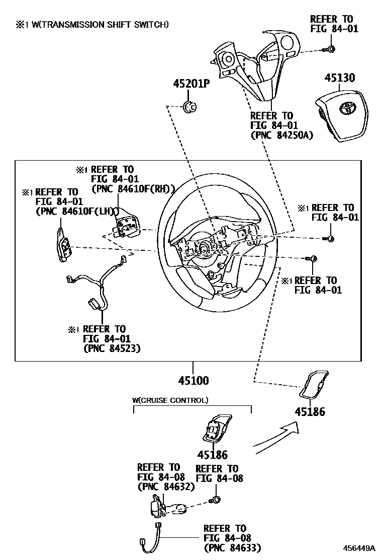 Toyota COROLLA Steering Wheel EPC diagram — 456449A