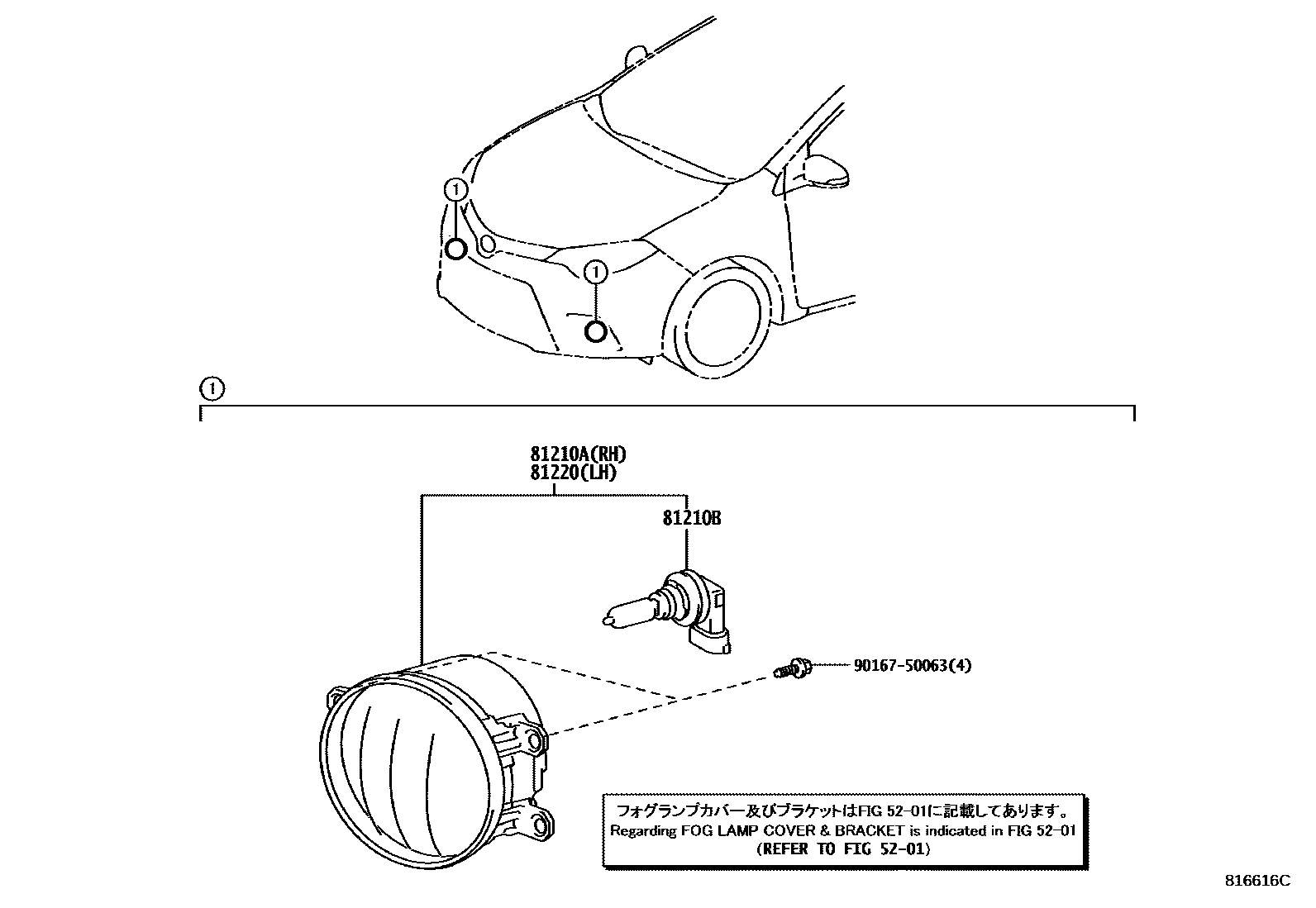 Toyota COROLLA Fog Lamp EPC diagram — 816616C